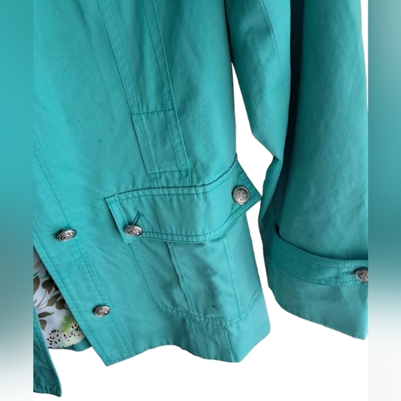 Turquoise Jacket, Light Fancy Jacket, Trench type utility Jacket, PAT w'17.5 l28 - Picture 6 of 9
